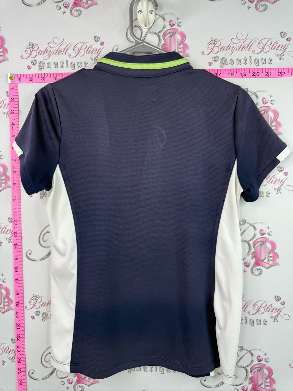 izod golf tee tshirt Navy and White Short Sleeve Golf Polo with Lime Trim - Picture 2 of 9